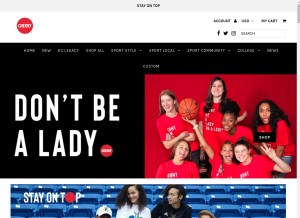 How cherrysportsgear.com looks like on a tablet such as an iPad.
