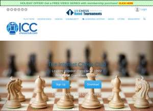 How chessclub.com looks like on a tablet such as an iPad.