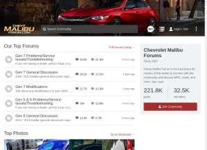 How chevymalibuforum.com looks like on a tablet such as an iPad.