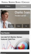 How chicagofed.org looks like on a mobile device such as an iPhone.