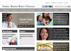 How chicagofed.org looks like on a tablet such as an iPad.