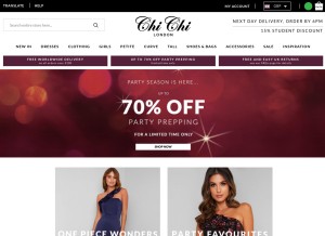 How chichiclothing.com looks like on a tablet such as an iPad.