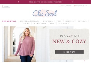 How chicsoul.com looks like on a tablet such as an iPad.