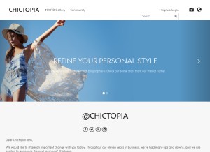 How chictopia.com looks like on a tablet such as an iPad.
