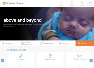 How childrensdayton.org looks like on a tablet such as an iPad.
