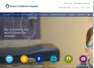 How childrenshospital.org looks like on a tablet such as an iPad.