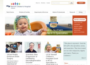 How childrenshospitaloakland.org looks like on a tablet such as an iPad.