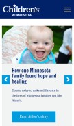 How childrensmn.org looks like on a mobile device such as an iPhone.