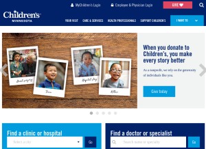How childrensmn.org looks like on a tablet such as an iPad.