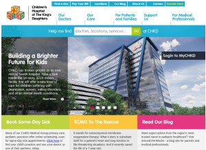 How chkd.org looks like on a tablet such as an iPad.