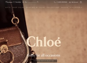 How chloe.com looks like on a tablet such as an iPad.