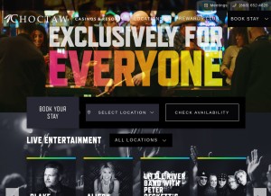 How choctawcasinos.com looks like on a tablet such as an iPad.