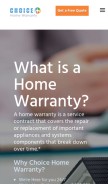 How choicehomewarranty.com looks like on a mobile device such as an iPhone.
