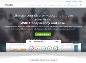 How choozle.com looks like on a tablet such as an iPad.
