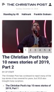 How christianpost.com looks like on a mobile device such as an iPhone.