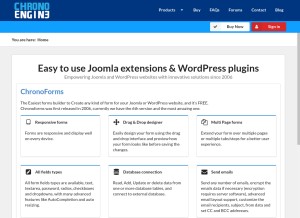How chronoengine.com looks like on a tablet such as an iPad.