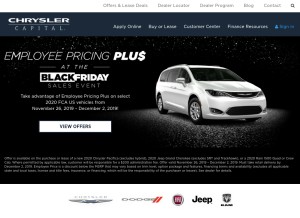 How chryslercapital.com looks like on a tablet such as an iPad.