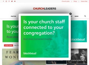 How churchleaders.com looks like on a tablet such as an iPad.