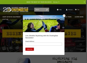 How chutingstar.com looks like on a tablet such as an iPad.
