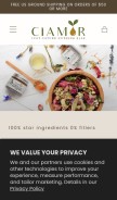 How ciamor.com looks like on a mobile device such as an iPhone.