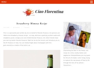 How ciaoflorentina.com looks like on a tablet such as an iPad.
