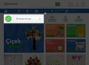 How ciceksepeti.com looks like on a tablet such as an iPad.