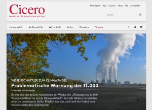 How cicero.de looks like on a tablet such as an iPad.