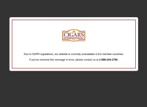 How cigarsinternational.com looks like on a tablet such as an iPad.