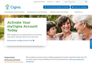 How cigna.com looks like on a tablet such as an iPad.