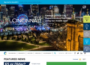 How cincinnati-oh.gov looks like on a tablet such as an iPad.