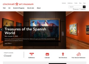 How cincinnatiartmuseum.org looks like on a tablet such as an iPad.