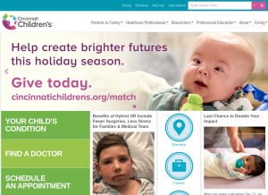 How cincinnatichildrens.org looks like on a tablet such as an iPad.