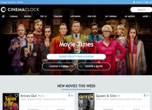How cinemaclock.com looks like on a tablet such as an iPad.