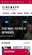 How cinemapp.com looks like on a mobile device such as an iPhone.