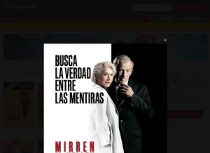 How cinemex.com looks like on a tablet such as an iPad.