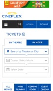 How cineplex.com looks like on a mobile device such as an iPhone.