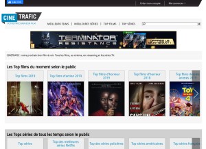 How cinetrafic.fr looks like on a tablet such as an iPad.