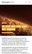 How cineweb.de looks like on a mobile device such as an iPhone.