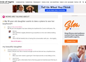 How circleofmoms.com looks like on a tablet such as an iPad.
