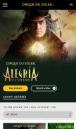 How cirquedusoleil.com looks like on a mobile device such as an iPhone.