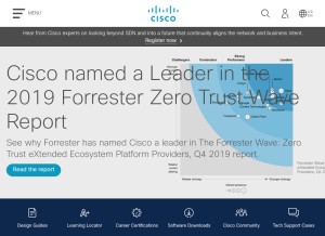 How cisco.com looks like on a tablet such as an iPad.