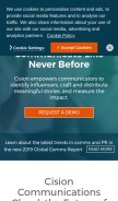 How cision.com looks like on a mobile device such as an iPhone.