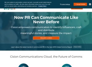 How cision.com looks like on a tablet such as an iPad.