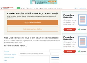 How citationmachine.net looks like on a tablet such as an iPad.