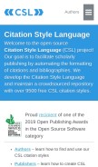 How citationstyles.org looks like on a mobile device such as an iPhone.