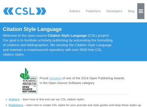 How citationstyles.org looks like on a tablet such as an iPad.