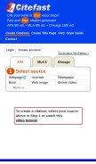 How citefast.com looks like on a mobile device such as an iPhone.
