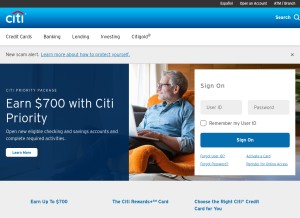 How citibankonline.com looks like on a tablet such as an iPad.