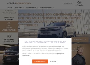 How citroen.com looks like on a tablet such as an iPad.