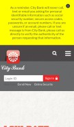 How city.bank looks like on a mobile device such as an iPhone.